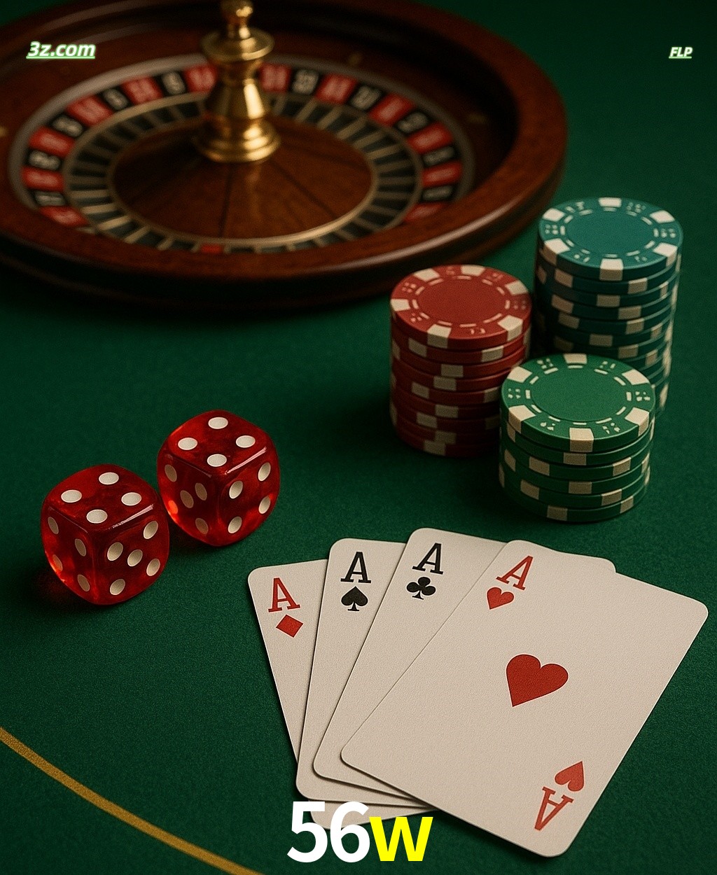 Cassino online 56w com jogos de mesa: roleta, dados, pôquer e fichas